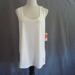 NWT Marika Athletic White Workout Tank Top Dry Wik Racerback Mesh sz L